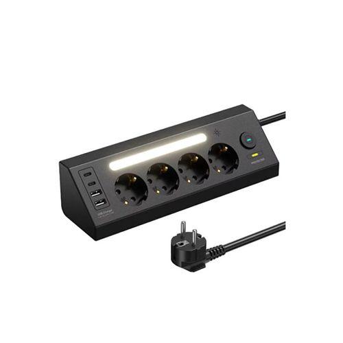 Lp764 Çoklu Gece Lambalı Priz Yüksek Gerilim Korumalı 4’lü Priz 2xusb 2xtype-c Çıkışlı Grup Priz Çoğaltıcı