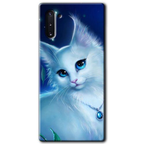 MRCİLETİSİM MRCİLETİSİM Samsung Galaxy Note 10 Kılıf HD Desen Baskılı Arka Kapak + Temperli Cam - Cat Glance