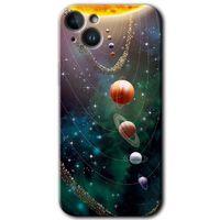 Potkal Hediye Fabrikası iPhone 14 Plus Kılıf HD Desen Baskılı Arka Kapak - Temperli Cam - Cosmos