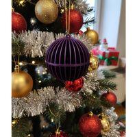 Mor Dikey Cizgili Yuvarlak Dekoratif Yilbasi Susu