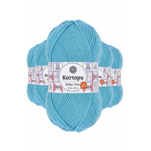 5 Adet Baby One Tüylenmeyen El Örgü İpi Yünü Turkuaz K576