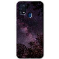 Samsung Galaxy M31 HD Baskılı Kılıf + 9D Tam Ekran Koruyucu - Gece Galaksi