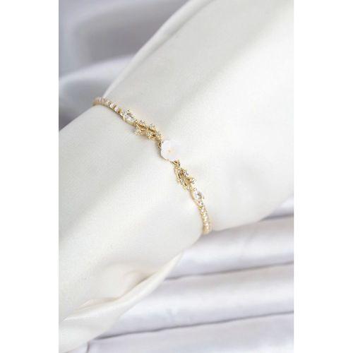 Pirinç Gold Renk Çiçek Model Su Yolu Kadın Bileklik