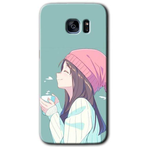 Samsung Galaxy S7 Edge Kılıf HD Desen Baskılı Arka Kapak + Temperli Cam - Happy Girl