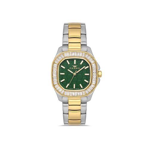 Ferro FL43008A-D6 Quartz Çelik Altın/Gri Yeşil Kadran 31 mm Kadın Kol Saati