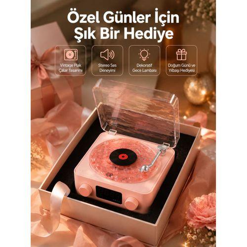 Retro Bluetooth Hoparlör – Yumuşak Gece Lambası Ve Saat Göstergeli Yeni Nesil