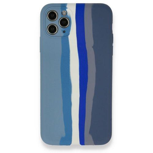 iPhone 11 Pro Kılıf Ebruli Lansman Silikon - Mavi-Gri