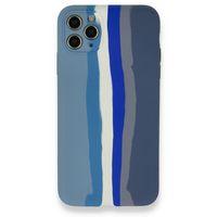 iPhone 11 Pro Kılıf Ebruli Lansman Silikon - Mavi-Gri