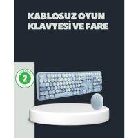 Retro Daktilo Stilli Kablosuz Klavye Mouse Seti – Sessiz Ve Şık