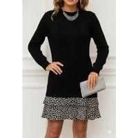 Kadın Uzun Kollu üst şardonlu Kaşkorse Alt Süprem Desenli Elbise