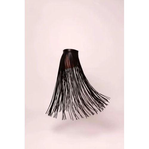 Siyah Etek Uzun İplik Detaylı Etek Yüksek Bel Etek - Brf1088