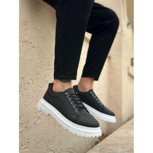 BA0245 Siyah Akıllı Lastik Bağcık Yüksek Taban Günlük Erkek Ayakkabı