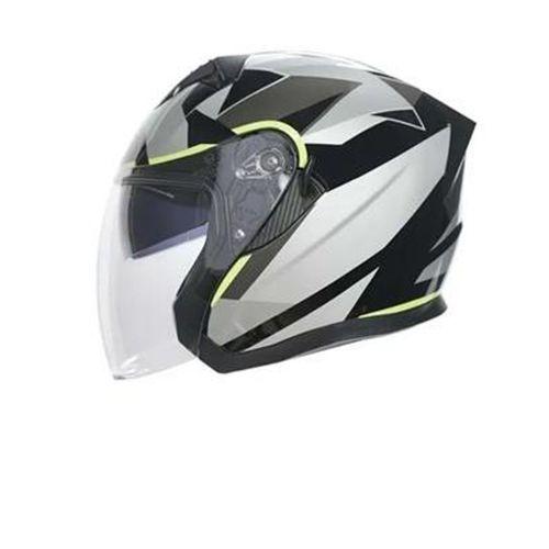 SEVGENT Kask Çenesiz Vizörlü Kc Siyah Gri Neon Sarı E Belgeli L Beden