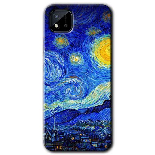 Realme C11 Kılıf HD Desen Baskılı Arka Kapak - Starry Night + Kırılmaz Cam