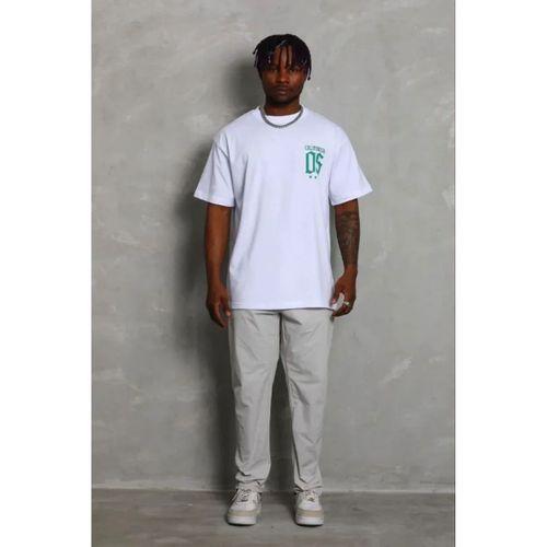 Erkek Baskılı T-Shirt Kısa Kol Bisiklet Yaka Regular Fit Rahat Kalıp Günlük Tişört - Beyaz