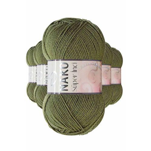 5 Adet Süper İnci El Örgü İpi 100 gr Haki 4234