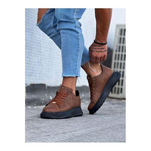 CLZ946 5 Taba Siyah Erkek Yüksek Taban Ayakkabı