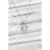 316L Çelik Zincir Gümüş Renk Deniz Tema Model Zirkon Taşlı Kadın Kolye
