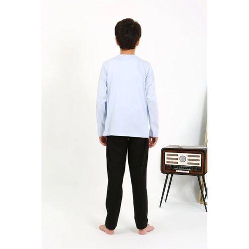 Erkek Çocuk Uzun Kol Penye Pijama Takım Buzmavisi