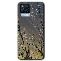 Realme 8 Kılıf Baskılı Kapak - Branches Flowers + 5D Tam Kaplayan Cam
