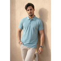 Orlando Polo Yaka Pike Kumaş Relaxed Fit Basic Düğmeli Relaxed Fit Erkek T-Shirt - Açık Mavi