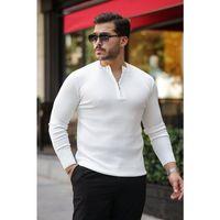 Erkek Fermuarlı Bisiklet Yaka Dokulu Uzun Kollu Triko