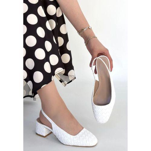 Dier Beyaz Cilt Topuklu Ayakkabı