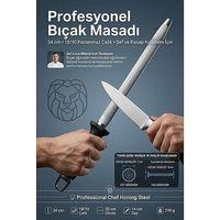 2 Cm Geniş Yüzeyli Şef Bıçak Bileme Masadı 34 cm 18/10 Paslanmaz Çelik Profesyonel Kasap Masadı Saplı Bileyici 723680