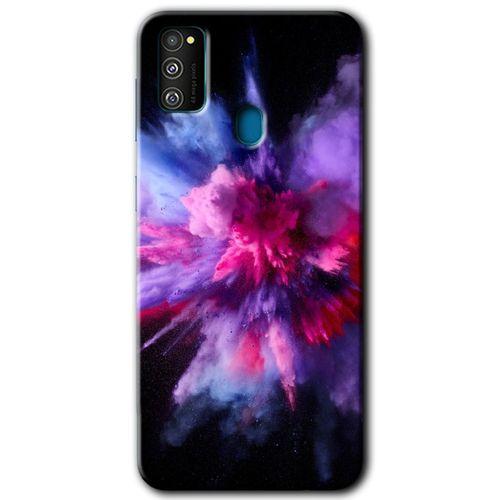 Galaxy M21 Kılıf HD Desen Baskılı Arka Kapak - Color Splash Purple