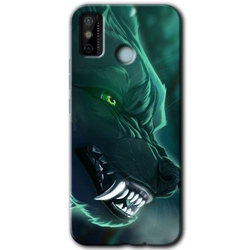 Potkal Hediye Fabrikası Tecno Spark 6 Go Kılıf HD Desen Baskılı Arka Kapak - Yeşil Kurt