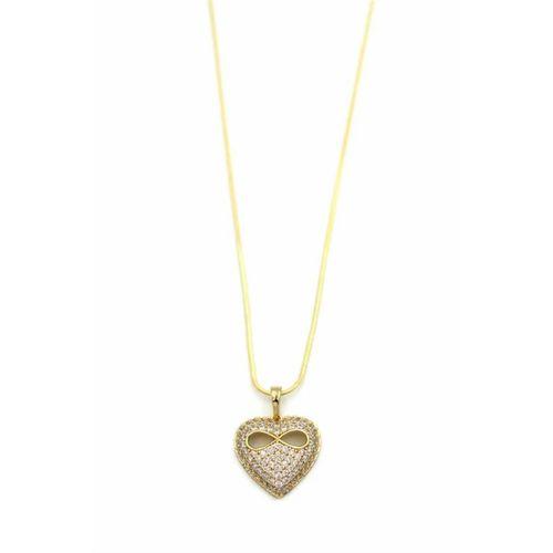 Sonsuz Aşk Taşlı Kalp Kolye - 14K Altın