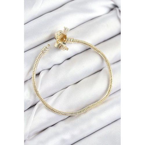 Pirinç Charm Zirkon Taşlı Taç Model Gold Renk Kadın Bileklik
