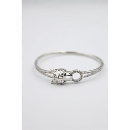 Taşlı Vip Bilezik - Gümüş