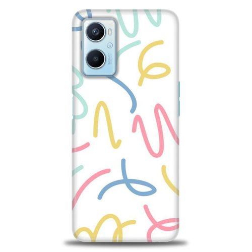 Oppo A96 4G Kılıf HD Baskılı Kılıf - Renkli Çizgiler + Tam Ekran Koruyucu