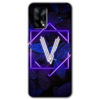 MRCİLETİSİM Oppo A74 Kılıf Baskılı Kapak - Dark Neon Yaprak V Harfi + 5D Tam Kaplayan Cam