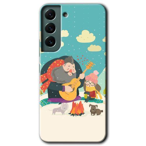 Samsung Galaxy S22 HD Baskılı Kılıf + 9D Tam Ekran Koruyucu - Kış Pikniği