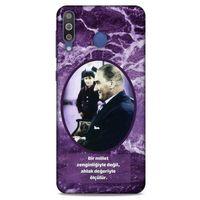Samsung Galaxy M30 Kılıf Atatürk (10) Full Koruma Kılıfı Mor