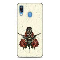 Lopard Samsung Galaxy A40 Uyumlu Kılıf Tattoo's (1) Kılıfı Gül İskelet