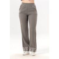 Nirvana Beli Lastikli Müslin Yandan Çift Cepli Nakışlı Pantolon Gri Gri