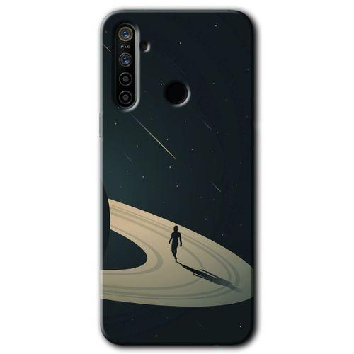 MRCİLETİSİM Realme 5i Kılıf HD Desen Baskılı Arka Kapak + Temperli Cam - Space Planet