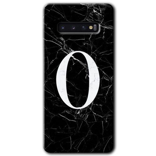 Galaxy S10 Kılıf HD Desen Baskılı Arka Kapak - Siyah Mermer Desenli O Harfi