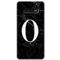 Galaxy S10 Kılıf HD Desen Baskılı Arka Kapak - Siyah Mermer Desenli O Harfi