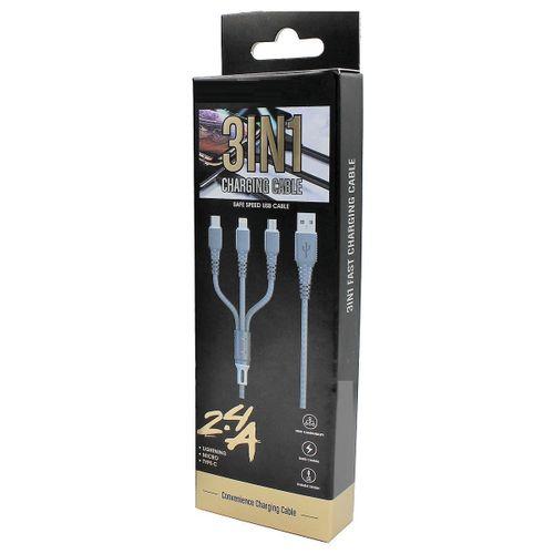 Concord 120 Cm 2.4A 3 in 1 Micro & Lighting & TYPE-C USB Kablo Concord C-323