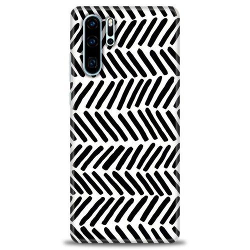 Huawei P30 Pro Kılıf HD Baskılı Kılıf - Siyah Çubuklar + Tam Ekran Koruyucu
