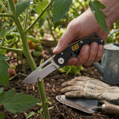 CAT DA980010 Kemer Askı Kancalı Katlanabilir 12CM Paslanmaz Çelik Kamp Çakısı