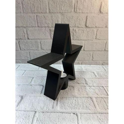 Siyah Yıldız Şeklinde Mumluk Loş Işık Dekor Aksesuarı