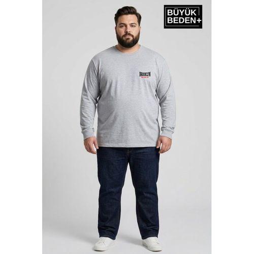 Erkek Büyük Beden 1970 Brooklyn Baskılı 2 İplik Bisiklet Yaka Tişört SPR26BTS942-3