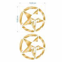 SEVGENT Skm Army Yıldız Kuru Kafa 13 X 13 Cm Gold Sticker 2 Li