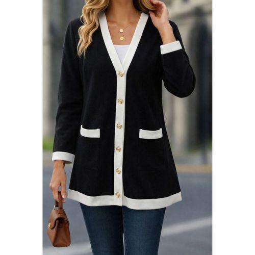 Kadın Uzun Kollu Cepli önden Düğmeli Uzun Modal Ceket Hırka