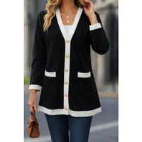 Kadın Uzun Kollu Cepli önden Düğmeli Uzun Modal Ceket Hırka